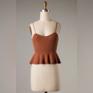 Debut Burnt Orange Knit Peplum Top